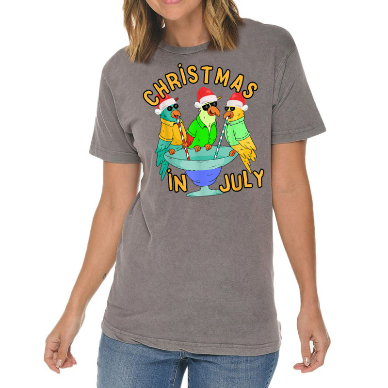 Christmas In July Pool Party Parrot Bird Funny Drinking Team T Shirt Vintage T-Shirt by zheralalumo | Artistshot