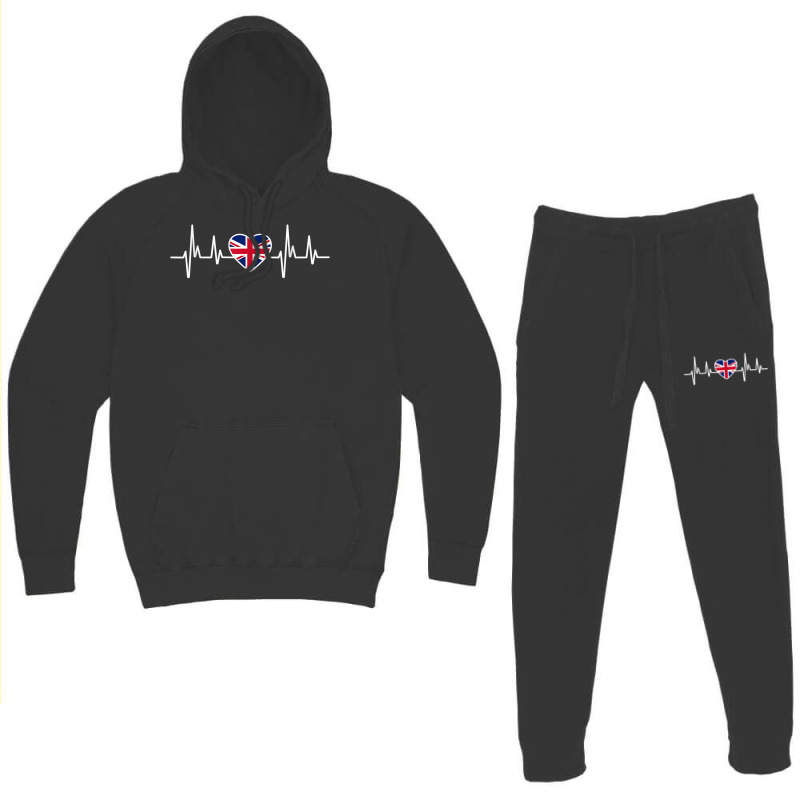 Uk Heartbeat United Kingdom British Great Britain Flag T Shirt Hoodie & Jogger Set | Artistshot