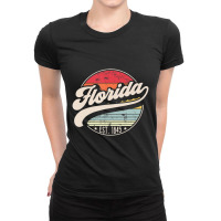 Retro Florida Home State Fl Cool 70s Style Sunset Ladies Fitted T-shirt | Artistshot