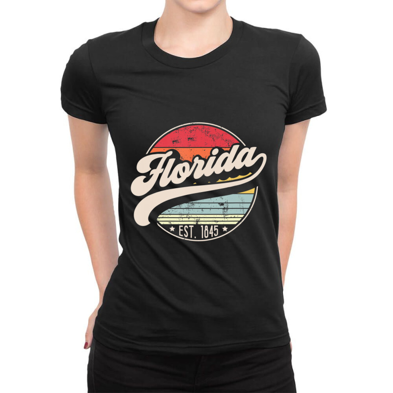 Retro Florida Home State Fl Cool 70s Style Sunset Ladies Fitted T-Shirt by Kosdapen517 | Artistshot