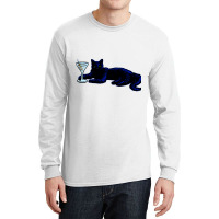 Classy Black Kitty Chillin With Martini - Party Time Feline Long Sleeve Shirts | Artistshot