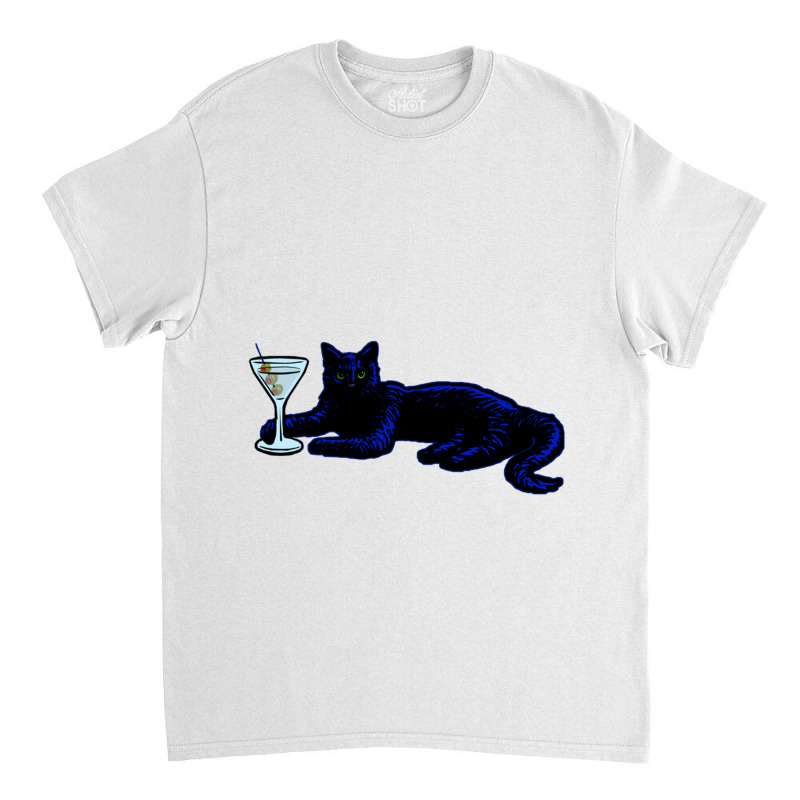 Classy Black Kitty Chillin With Martini - Party Time Feline Classic T-shirt | Artistshot