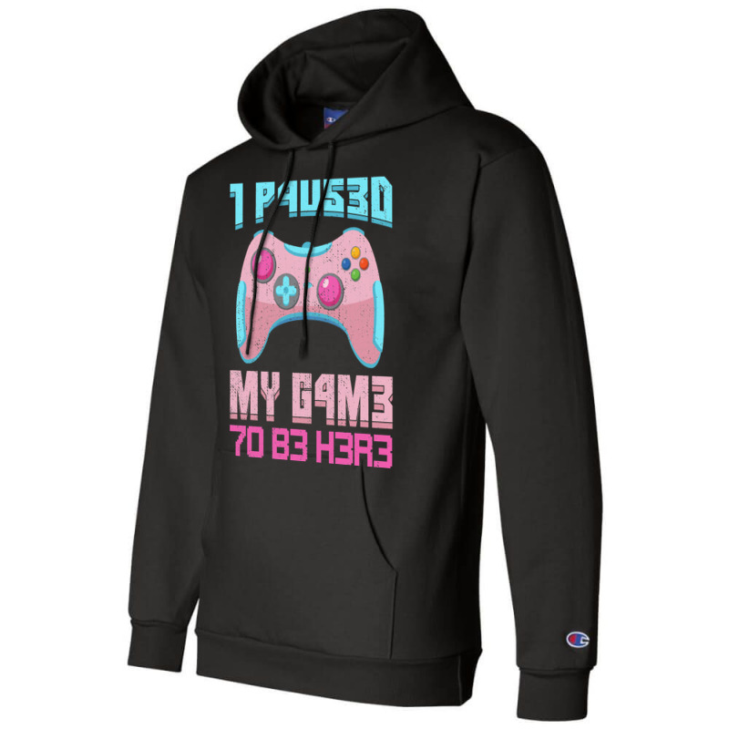 I Paused My Game To Be Here Pink Gamer Girl Leet Champion Hoodie | Artistshot