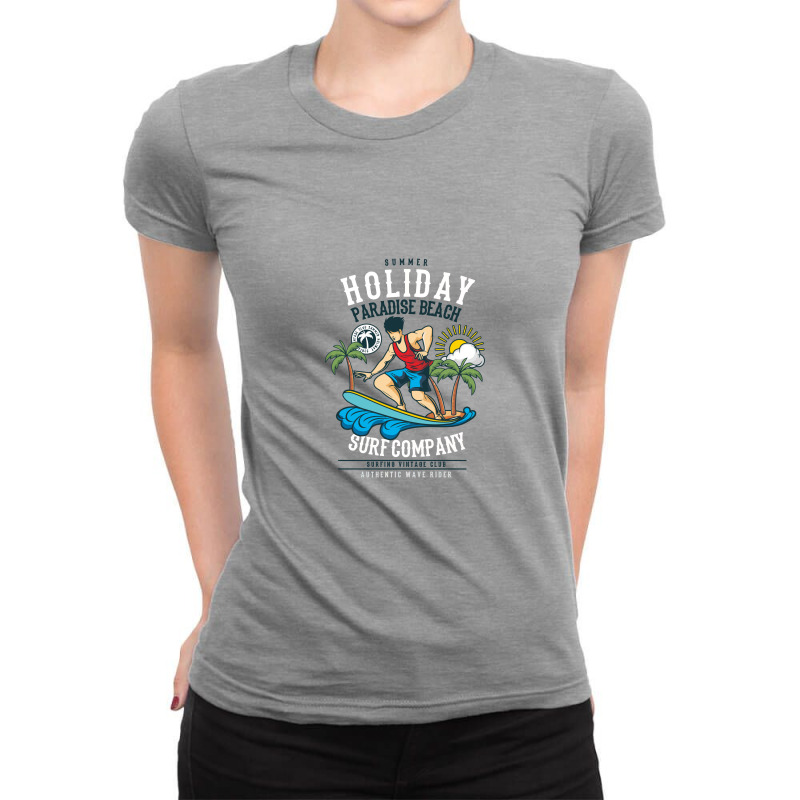 Summer Holiday Paradise Beach Ladies Fitted T-Shirt by lamatung | Artistshot