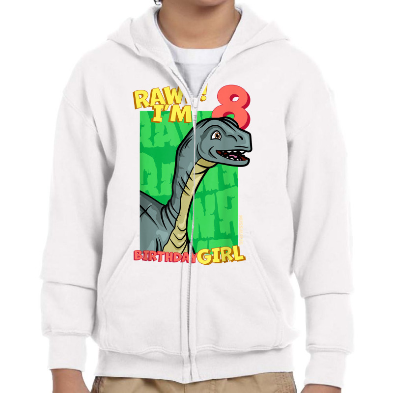 Rawr! I'm 8 Birthday Girls 8th Birthday Dino Mussaurus T Shirt Youth Zipper Hoodie | Artistshot