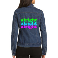 Retro Vintage 70's Style Distressed Neon Alright Ladies Denim Jacket | Artistshot