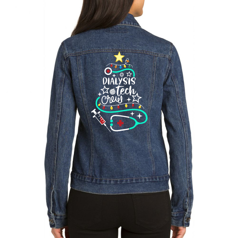 Dialysis Tech Crew Merry Christmas Dialysis Technologist Long Sleeve T Ladies Denim Jacket by kyxylojashu | Artistshot