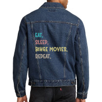 Eat. Sleep. Binge Movies. Repeat. Gift Men Denim Jacket | Artistshot