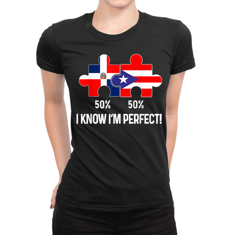 Half Puerto Rican Half Dominican Flag Map Combined Pr Rd T Shirt Ladies Fitted T-Shirt by cm-arts | Artistshot