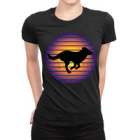 Dog Running Dog Silhouette Ladies Fitted T-shirt | Artistshot