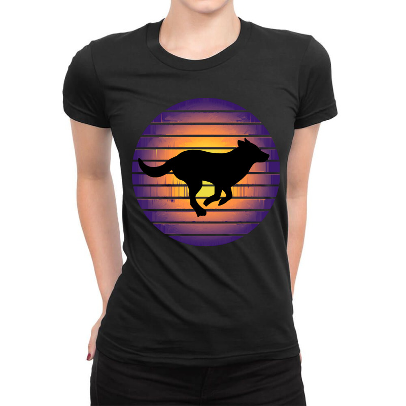 Dog Running Dog Silhouette Ladies Fitted T-Shirt by dinosauryak | Artistshot