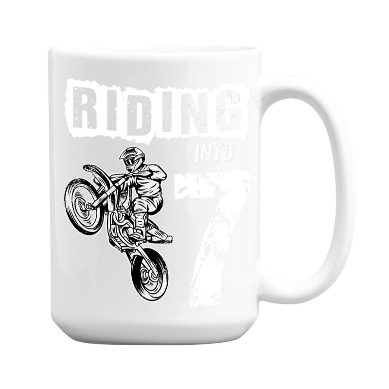 Riding Into 7 Years Old 7th Birthday Boy Dirt Bike Party 15 Oz Coffee Mug | Artistshot