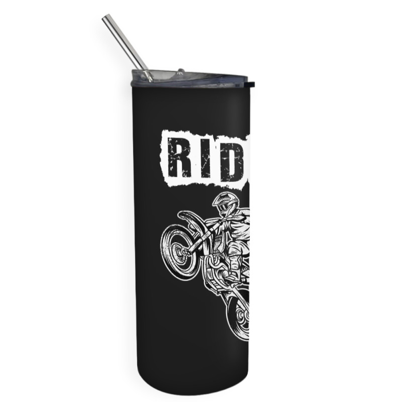 Riding Into 7 Years Old 7th Birthday Boy Dirt Bike Party Skinny Tumbler | Artistshot