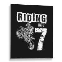 Riding Into 7 Years Old 7th Birthday Boy Dirt Bike Party Metal Print Vertical | Artistshot