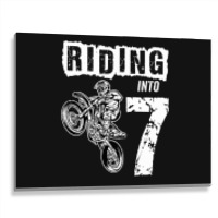 Riding Into 7 Years Old 7th Birthday Boy Dirt Bike Party Metal Print Horizontal | Artistshot