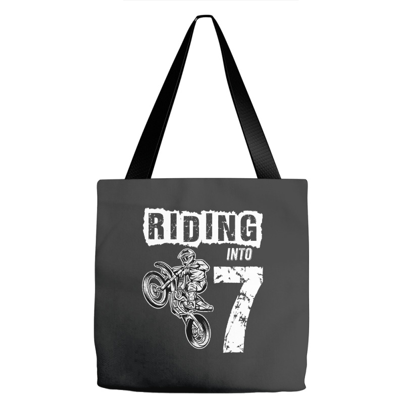 Riding Into 7 Years Old 7th Birthday Boy Dirt Bike Party Tote Bags | Artistshot