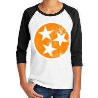 Distressed 3 Star Tn State Orange And White Tennessee Flag Long Sleeve Youth 3/4 Sleeve | Artistshot