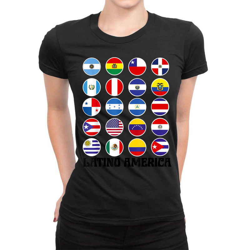 All Latin American Flags Countries Latinoamerica Banderas T Shirt Ladies Fitted T-Shirt by cm-arts | Artistshot