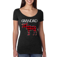 Grandad Moose Buffalo Plaid Lights Christmas Matching Family T Shirt Women's Triblend Scoop T-shirt | Artistshot