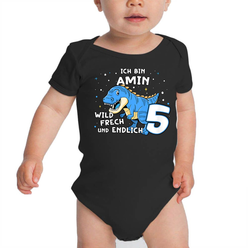 Kids I Am Amin Finally 5 Blue Dino Trex Kids German Name T Shirt Baby Bodysuit by cm-arts | Artistshot