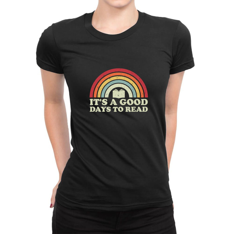 It's A Good Days To Read, Reading Rainbow Retro Ladies Fitted T-Shirt by NQ Artist | Artistshot