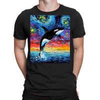 Orca Killer Whale Starry Night Colorful Ocean Art By Aja T-shirt | Artistshot