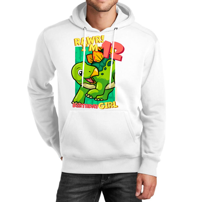 Rawr! I'm 12 Birthday Girls 12th Birthday Dino Stegosaurus T Shirt Unisex Hoodie | Artistshot