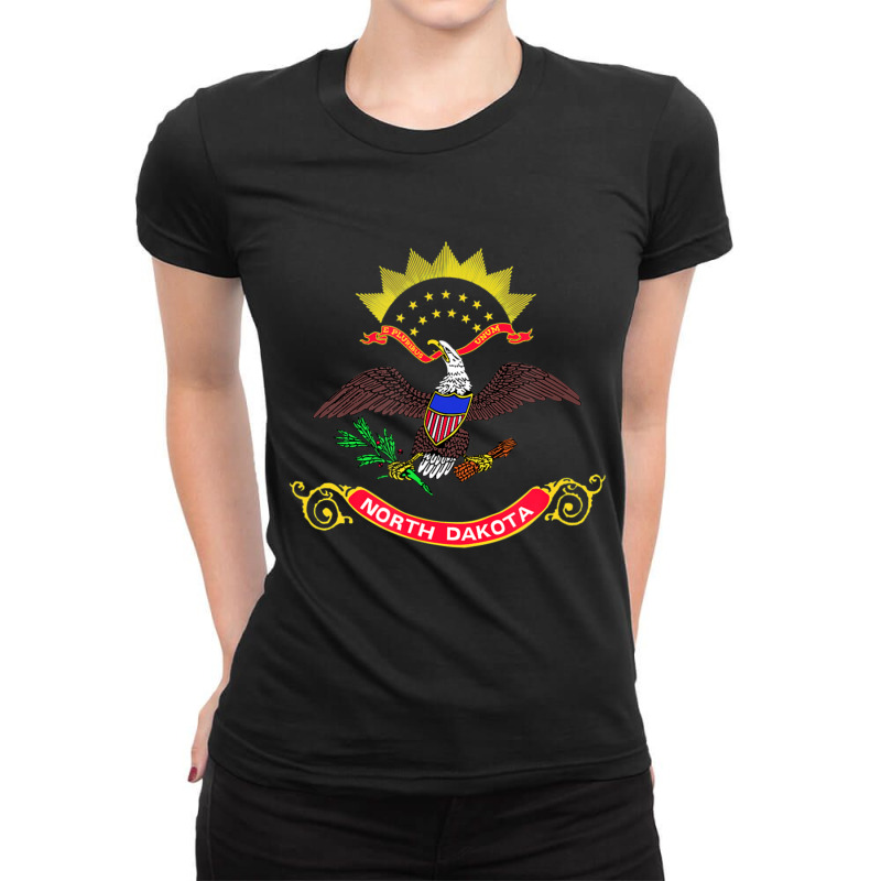 North Dakota State Flag Us State Flag Ladies Fitted T-Shirt by Mello Greenwood | Artistshot