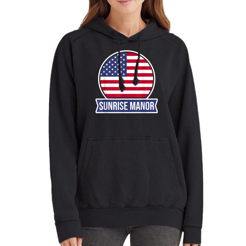 Sunrise Manor   Usa   American Place Name Us Flag Design T Shirt Vintage Hoodie by leiseyxlmorit | Artistshot