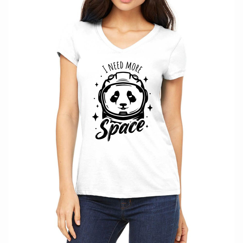 I Need More Space Funny   - Funny Astronaut Panda - Funny Space Astron Women's V-Neck T-Shirt by cm-arts | Artistshot