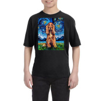 Red Cocker Spaniel Starry Night Dog Official Art By Aja Youth Tee | Artistshot