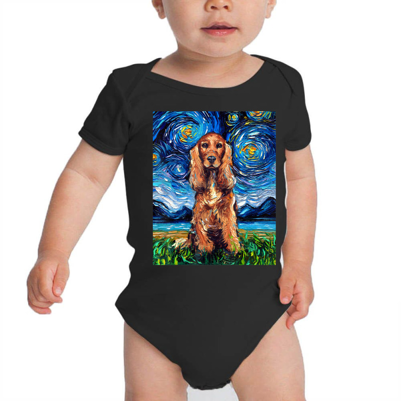 Red Cocker Spaniel Starry Night Dog Official Art By Aja Baby Bodysuit by vucongha | Artistshot