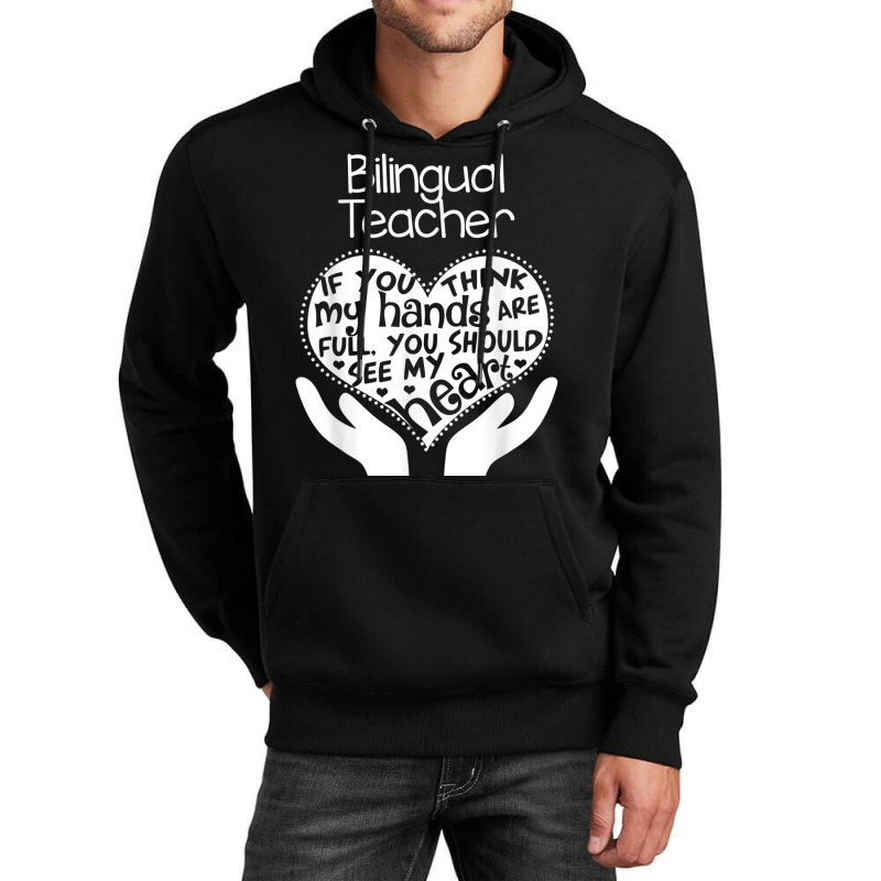 Bilingual Teacher T Shirt Heart Hands School Team Group Gift Unisex Hoodie by cm-arts | Artistshot