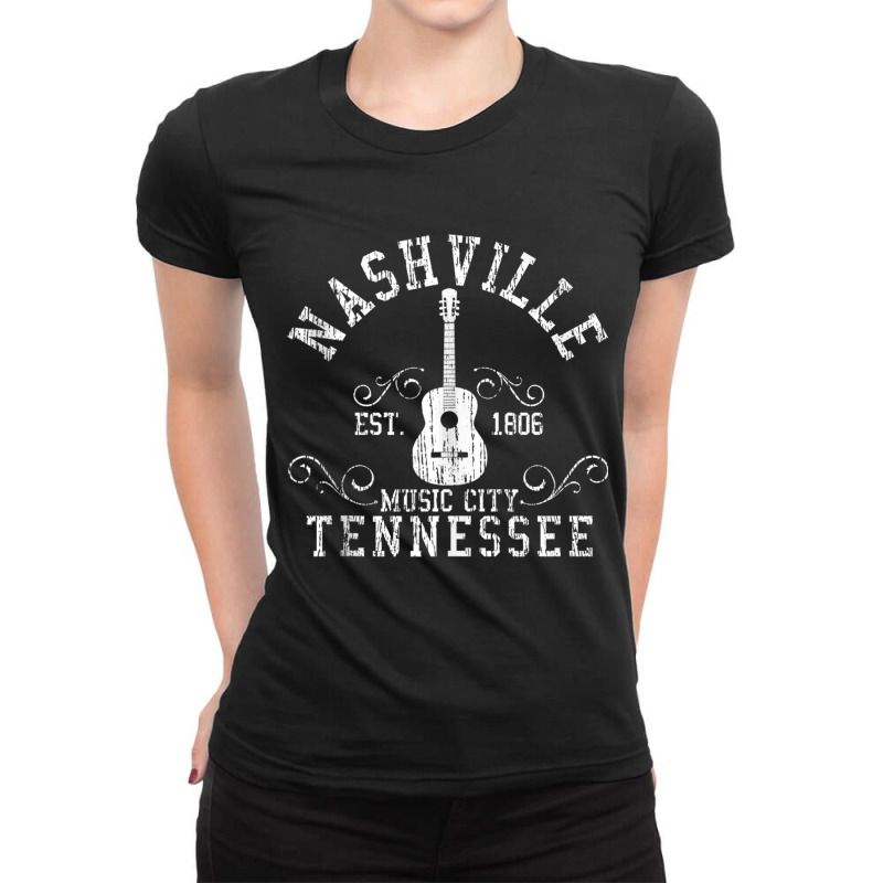 Nashville   Tennessee Country Music City Guitar Gift Tank Top Ladies Fitted T-Shirt by cm-arts | Artistshot