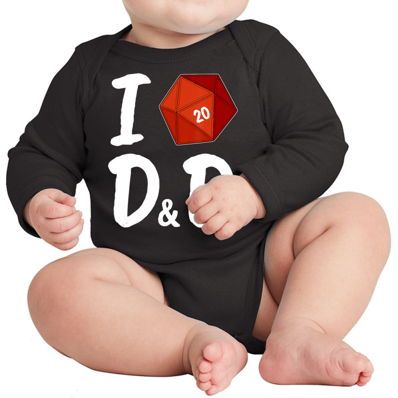 Fantasy W 20 Dice I Love D And D Tabletop Role Play Long Sleeve Baby Bodysuit by hotoancuong | Artistshot