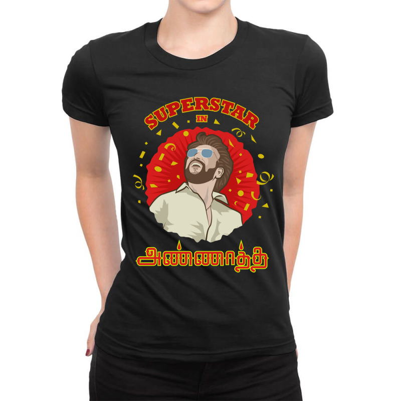 Annatha Tamil Movie Superstar Rajinikanth Ladies Fitted T-Shirt by cm-arts | Artistshot