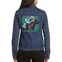 Flightline Horse Racing Thoroughbred Del Mar Santa Anita Sweatshirt Ladies Denim Jacket | Artistshot