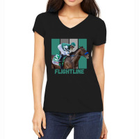 Flightline Horse Racing Thoroughbred Del Mar Santa Anita Sweatshirt Women's V-neck T-shirt | Artistshot