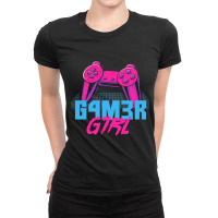 Retro Gamer Girl Vaporwave Leet Leetspeak Gifts Ladies Fitted T-shirt | Artistshot