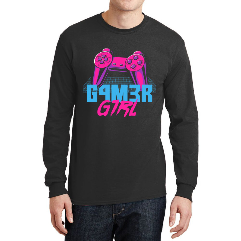 Retro Gamer Girl Vaporwave Leet Leetspeak Gifts Long Sleeve Shirts | Artistshot