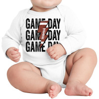 Vintage Game Day Football Lightning Bolt Funny Team Sport T Shirt Long Sleeve Baby Bodysuit | Artistshot