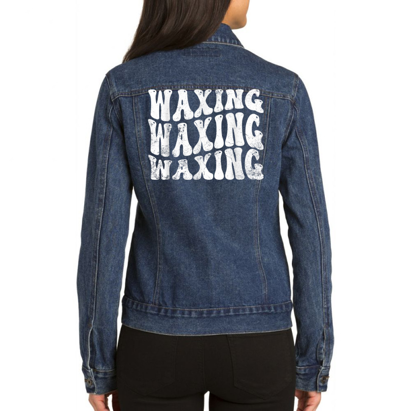 Vintage Waxing Pun Waxing Esthetician Retro Waxing T Shirt Ladies Denim Jacket | Artistshot