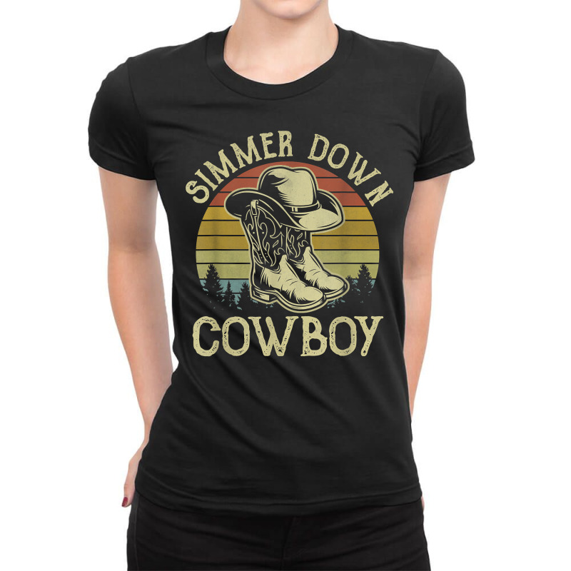 Simmer Down Cowboy Hat Western Country Music T Shirt Ladies Fitted T-shirt | Artistshot