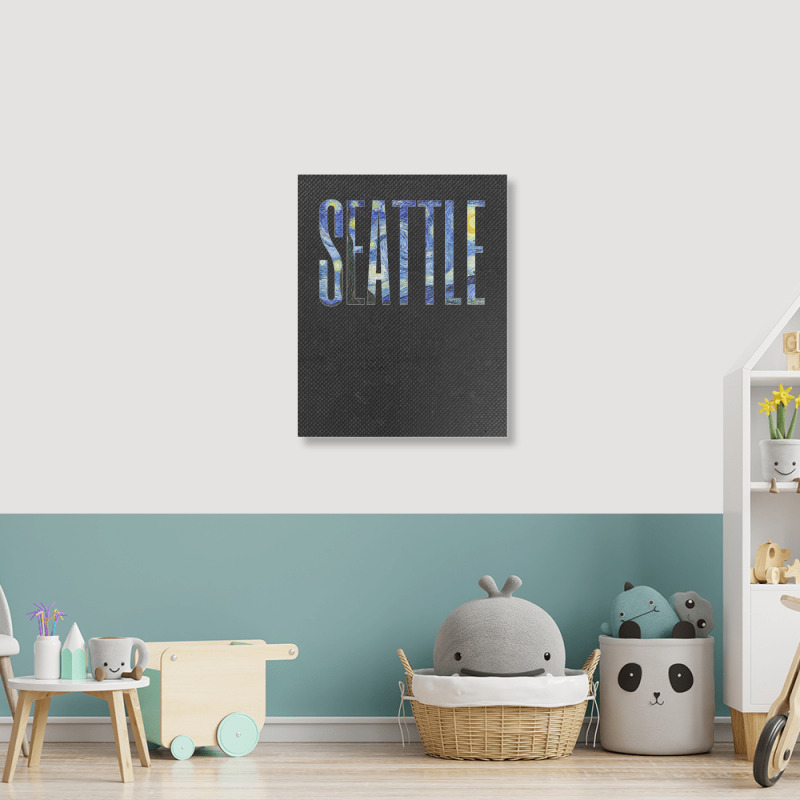 Seattle Van Gogh Starry Night Art Vincent Van Gogh Painting Portrait Canvas Print | Artistshot