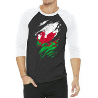 Wales Flag Welsh Dragon Baner Y Ddraig Goch Cardiff Heritage T Shirt 3/4 Sleeve Shirt | Artistshot