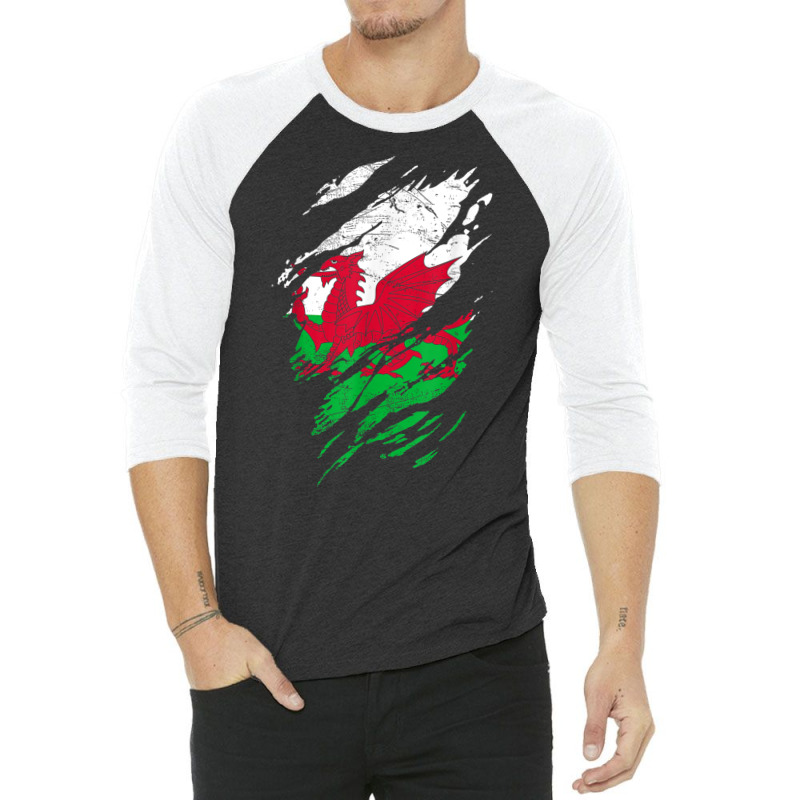 Wales Flag Welsh Dragon Baner Y Ddraig Goch Cardiff Heritage T Shirt 3/4 Sleeve Shirt by cm-arts | Artistshot