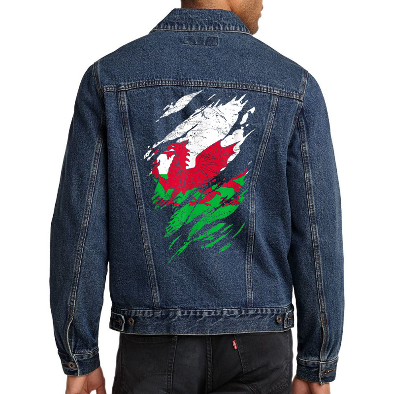 Wales Flag Welsh Dragon Baner Y Ddraig Goch Cardiff Heritage T Shirt Men Denim Jacket by cm-arts | Artistshot