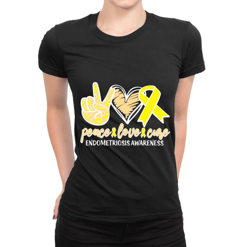 Peace Love And Cure Endometriosis Awarenesss Womens Health Ladies Fitted T-Shirt by NINOZKABAUGHMAN | Artistshot