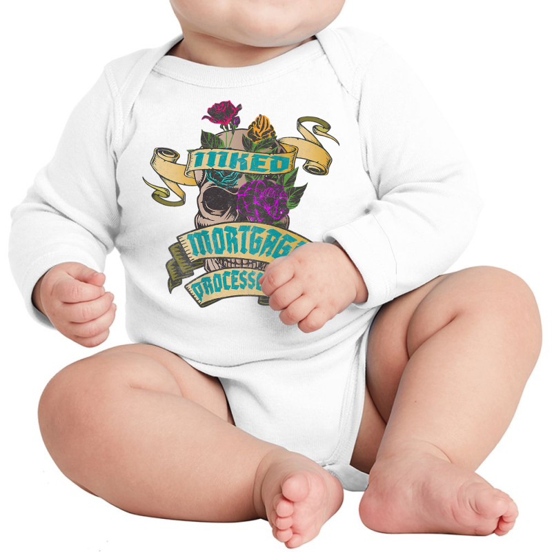 Mortgage Processor Inked Skull Tattoo Backside Design T Shirt Long Sleeve Baby Bodysuit | Artistshot