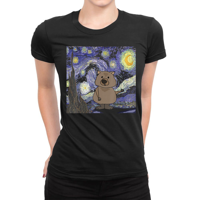 Smileteesall Wombat In Starry Night Art Ladies Fitted T-Shirt by vucongha | Artistshot